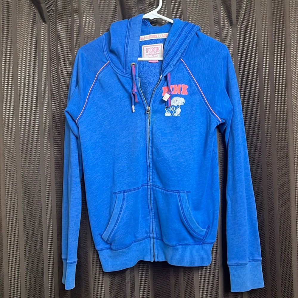 VS Pink KU Zip Up Hoodie
